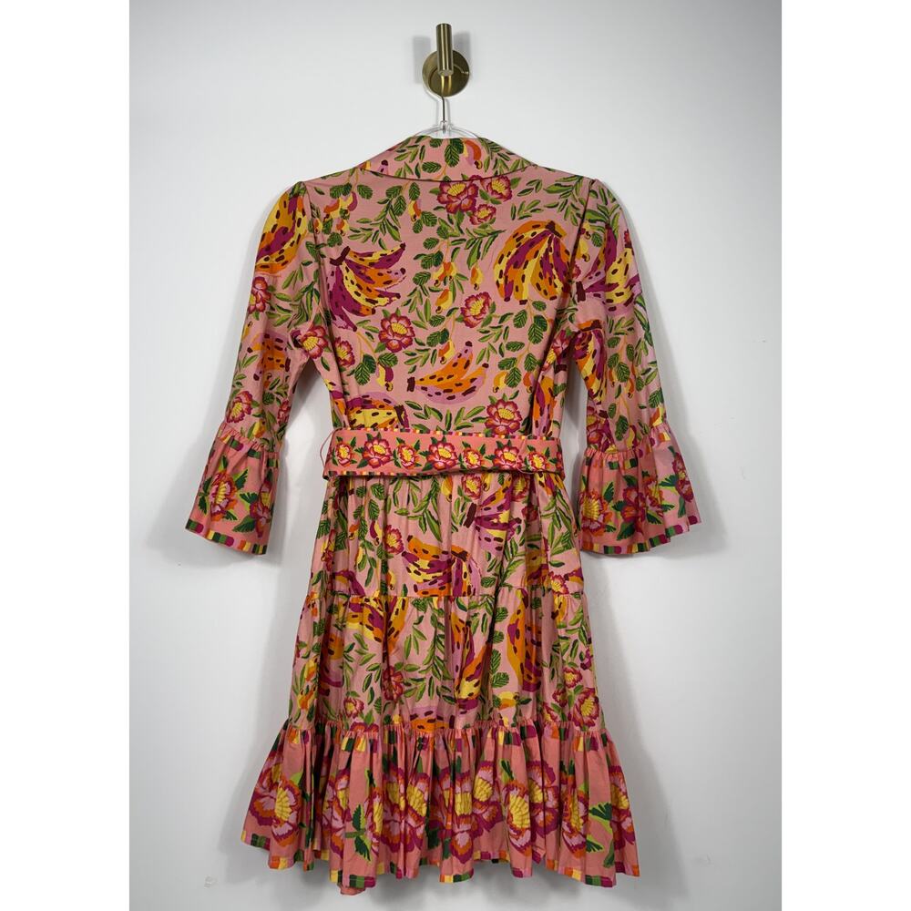 Anthropologie Farm Rio Painted Bananas Pink Mini Dress 100% cotton XS dress - Picture 7 of 12